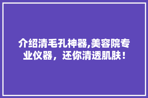 介绍清毛孔神器,美容院专业仪器，还你清透肌肤！ 介绍清毛孔神器,美容院专业仪器，还你清透肌肤！ 美容塑身