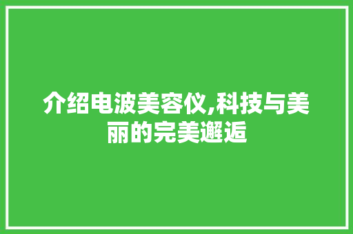 介绍电波美容仪,科技与美丽的完美邂逅 介绍电波美容仪,科技与美丽的完美邂逅 美容塑身