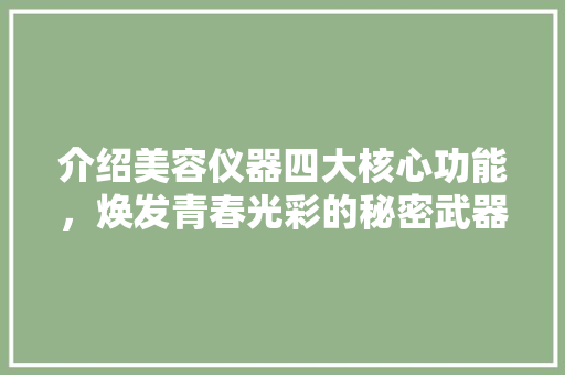 介绍美容仪器四大核心功能，焕发青春光彩的秘密武器 介绍美容仪器四大核心功能，焕发青春光彩的秘密武器 家居时尚