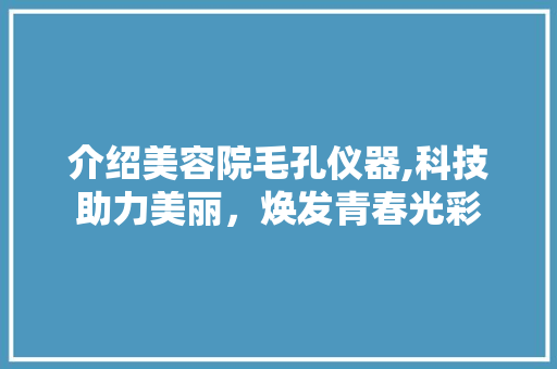 介绍美容院毛孔仪器,科技助力美丽，焕发青春光彩 介绍美容院毛孔仪器,科技助力美丽，焕发青春光彩 美容塑身