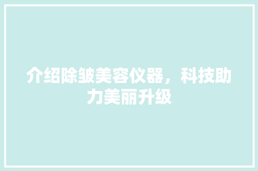 介绍除皱美容仪器，科技助力美丽升级 介绍除皱美容仪器，科技助力美丽升级 家居时尚