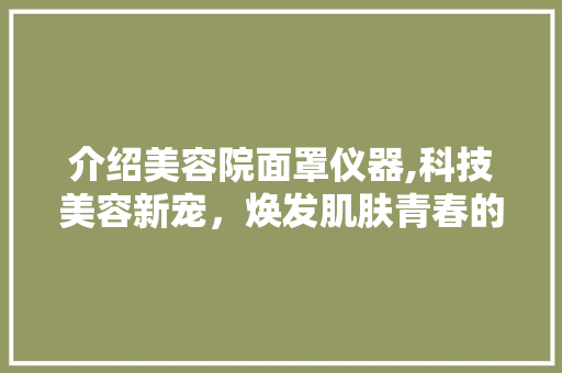 介绍美容院面罩仪器,科技美容新宠，焕发肌肤青春的秘密武器 介绍美容院面罩仪器,科技美容新宠，焕发肌肤青春的秘密武器 美容塑身
