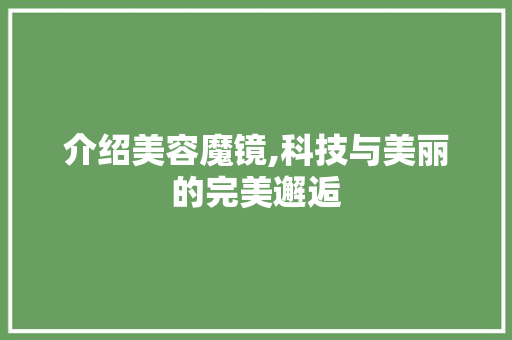 介绍美容魔镜,科技与美丽的完美邂逅 介绍美容魔镜,科技与美丽的完美邂逅 家居时尚