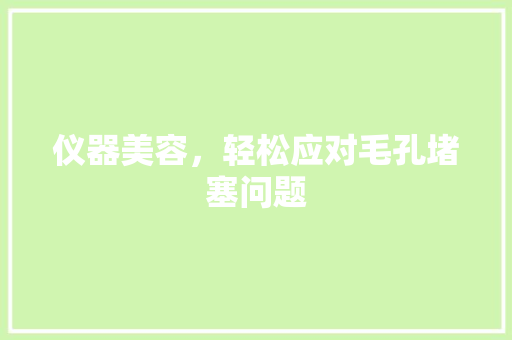 仪器美容，轻松应对毛孔堵塞问题 仪器美容，轻松应对毛孔堵塞问题 饮食拾萃
