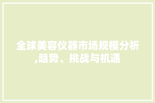 全球美容仪器市场规模分析,趋势、挑战与机遇 全球美容仪器市场规模分析,趋势、挑战与机遇 动手制作