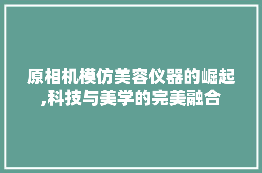 原相机模仿美容仪器的崛起,科技与美学的完美融合 原相机模仿美容仪器的崛起,科技与美学的完美融合 日用科普