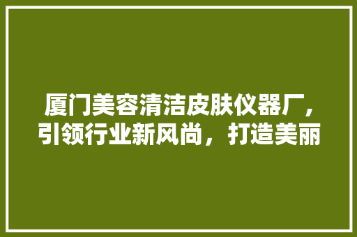 厦门美容清洁皮肤仪器厂,引领行业新风尚，打造美丽健康生活 厦门美容清洁皮肤仪器厂,引领行业新风尚，打造美丽健康生活 美容塑身