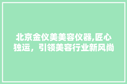 北京金仪美美容仪器,匠心独运，引领美容行业新风尚 养生保健