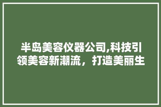 半岛美容仪器公司,科技引领美容新潮流，打造美丽生活新标杆 半岛美容仪器公司,科技引领美容新潮流，打造美丽生活新标杆 服饰装扮