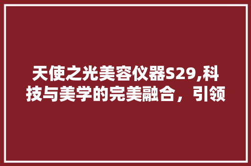 天使之光美容仪器S29,科技与美学的完美融合，引领美容新时代 天使之光美容仪器S29,科技与美学的完美融合，引领美容新时代 服饰装扮