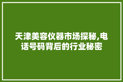 天津美容仪器市场探秘,电话号码背后的行业秘密 天津美容仪器市场探秘,电话号码背后的行业秘密 服饰装扮