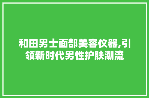 和田男士面部美容仪器,引领新时代男性护肤潮流 和田男士面部美容仪器,引领新时代男性护肤潮流 家居时尚