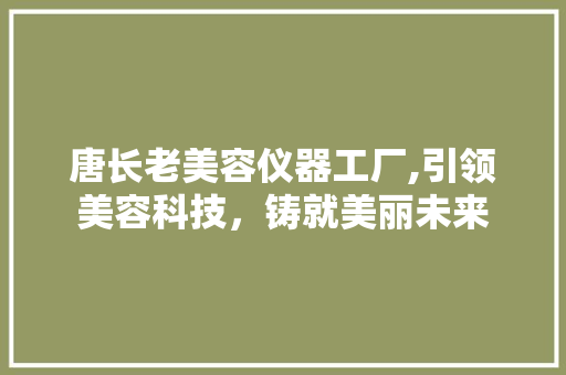 唐长老美容仪器工厂,引领美容科技，铸就美丽未来 唐长老美容仪器工厂,引领美容科技，铸就美丽未来 美容塑身