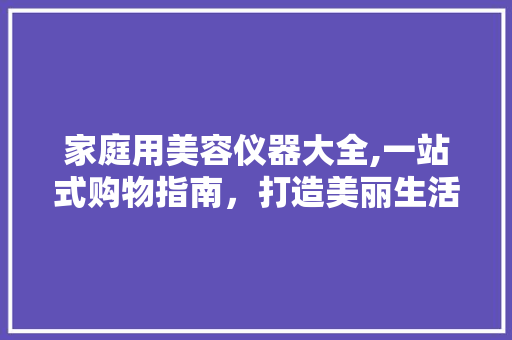 家庭用美容仪器大全,一站式购物指南，打造美丽生活 家庭用美容仪器大全,一站式购物指南，打造美丽生活 动手制作