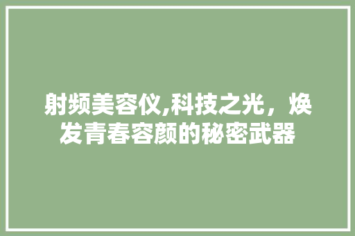 射频美容仪,科技之光，焕发青春容颜的秘密武器 射频美容仪,科技之光，焕发青春容颜的秘密武器 美容塑身
