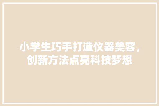 小学生巧手打造仪器美容，创新方法点亮科技梦想 小学生巧手打造仪器美容，创新方法点亮科技梦想 美容塑身