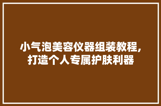 小气泡美容仪器组装教程,打造个人专属护肤利器 小气泡美容仪器组装教程,打造个人专属护肤利器 美容塑身
