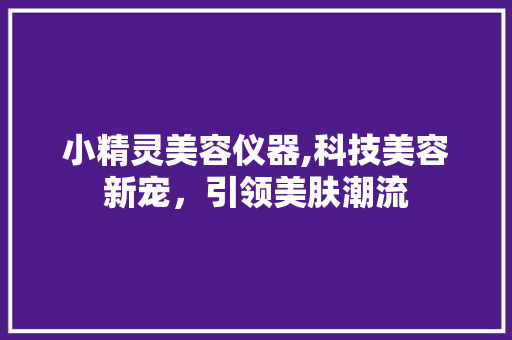 小精灵美容仪器,科技美容新宠，引领美肤潮流 小精灵美容仪器,科技美容新宠，引领美肤潮流 饮食拾萃