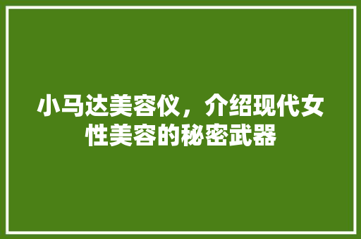 小马达美容仪，介绍现代女性美容的秘密武器 小马达美容仪，介绍现代女性美容的秘密武器 养生保健