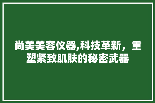 尚美美容仪器,科技革新，重塑紧致肌肤的秘密武器 尚美美容仪器,科技革新，重塑紧致肌肤的秘密武器 动手制作