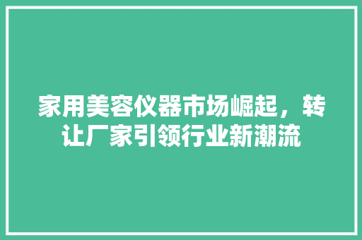 家用美容仪器市场崛起，转让厂家引领行业新潮流 家用美容仪器市场崛起，转让厂家引领行业新潮流 家居时尚