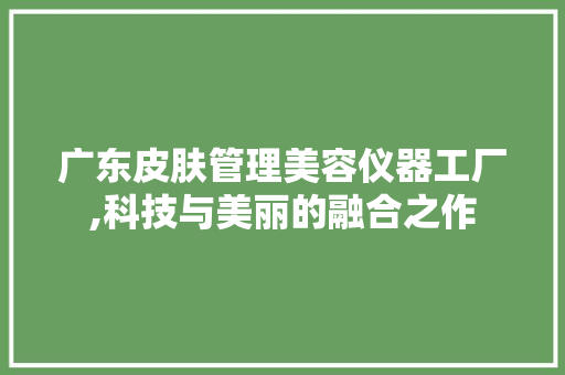 广东皮肤管理美容仪器工厂,科技与美丽的融合之作 广东皮肤管理美容仪器工厂,科技与美丽的融合之作 家居时尚
