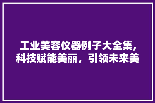 工业美容仪器例子大全集,科技赋能美丽，引领未来美容潮流 工业美容仪器例子大全集,科技赋能美丽，引领未来美容潮流 饮食拾萃