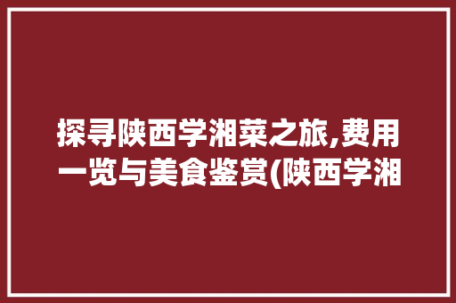 探寻陕西学湘菜之旅,费用一览与美食鉴赏(陕西学湘菜多少钱) 探寻陕西学湘菜之旅,费用一览与美食鉴赏(陕西学湘菜多少钱) 饮食拾萃