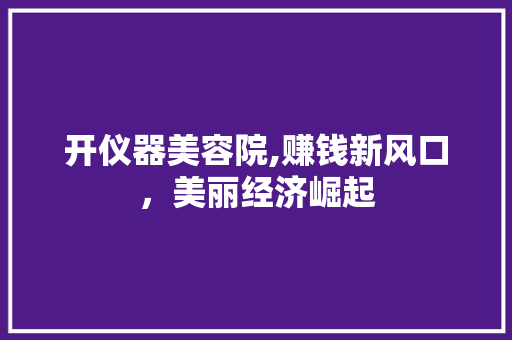 开仪器美容院,赚钱新风口，美丽经济崛起 开仪器美容院,赚钱新风口，美丽经济崛起 动手制作