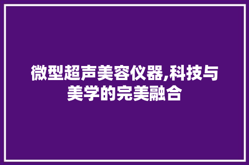 微型超声美容仪器,科技与美学的完美融合 微型超声美容仪器,科技与美学的完美融合 饮食拾萃