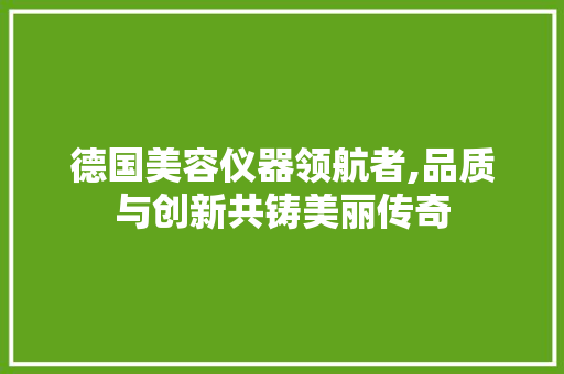 德国美容仪器领航者,品质与创新共铸美丽传奇 德国美容仪器领航者,品质与创新共铸美丽传奇 美容塑身