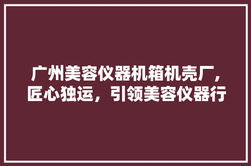 广州美容仪器机箱机壳厂,匠心独运，引领美容仪器行业新潮流 广州美容仪器机箱机壳厂,匠心独运，引领美容仪器行业新潮流 动手制作