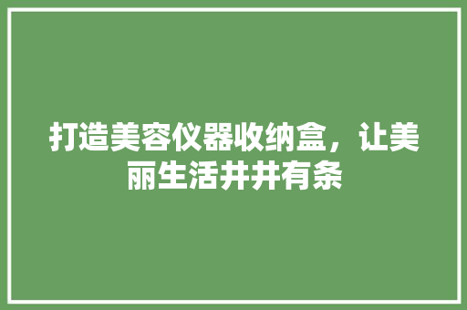 打造美容仪器收纳盒，让美丽生活井井有条 打造美容仪器收纳盒，让美丽生活井井有条 美容塑身