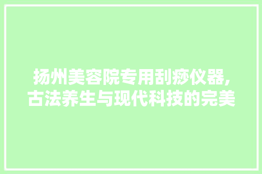 扬州美容院专用刮痧仪器,古法养生与现代科技的完美融合 扬州美容院专用刮痧仪器,古法养生与现代科技的完美融合 日用科普