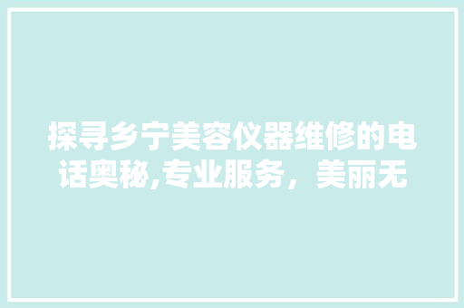 探寻乡宁美容仪器维修的电话奥秘,专业服务，美丽无忧 动手制作