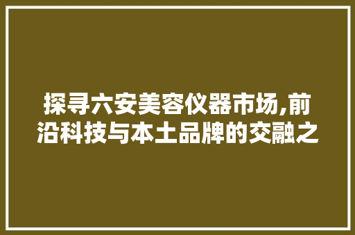 探寻六安美容仪器市场,前沿科技与本土品牌的交融之旅 探寻六安美容仪器市场,前沿科技与本土品牌的交融之旅 旅行地理