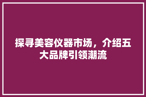 探寻美容仪器市场，介绍五大品牌引领潮流 探寻美容仪器市场，介绍五大品牌引领潮流 饮食拾萃