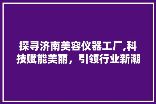 探寻济南美容仪器工厂,科技赋能美丽，引领行业新潮流 探寻济南美容仪器工厂,科技赋能美丽，引领行业新潮流 家居时尚