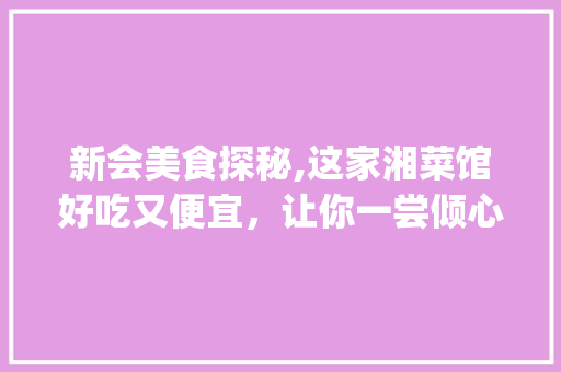 新会美食探秘,这家湘菜馆好吃又便宜，让你一尝倾心！(新会哪家湘菜好吃又便宜) 新会美食探秘,这家湘菜馆好吃又便宜，让你一尝倾心！(新会哪家湘菜好吃又便宜) 饮食拾萃
