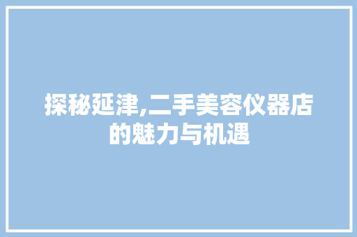 探秘延津,二手美容仪器店的魅力与机遇 探秘延津,二手美容仪器店的魅力与机遇 饮食拾萃