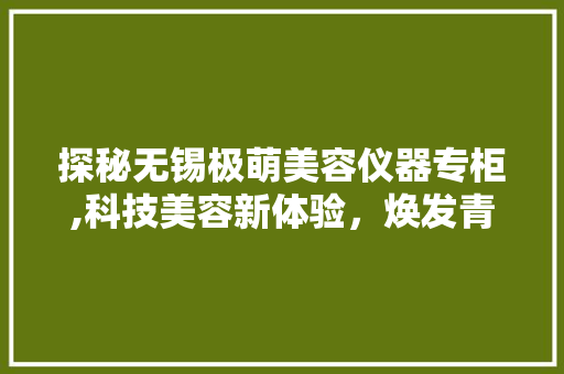 探秘无锡极萌美容仪器专柜,科技美容新体验，焕发青春光彩 探秘无锡极萌美容仪器专柜,科技美容新体验，焕发青春光彩 动手制作
