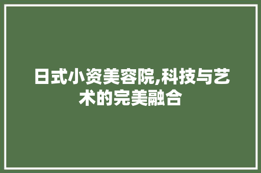 日式小资美容院,科技与艺术的完美融合 日式小资美容院,科技与艺术的完美融合 动手制作