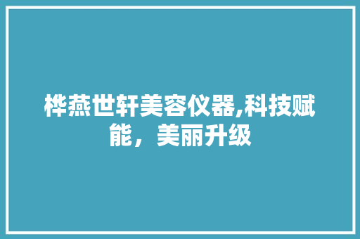 桦燕世轩美容仪器,科技赋能，美丽升级 桦燕世轩美容仪器,科技赋能，美丽升级 服饰装扮