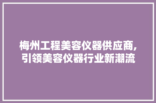 梅州工程美容仪器供应商,引领美容仪器行业新潮流 梅州工程美容仪器供应商,引领美容仪器行业新潮流 日用科普
