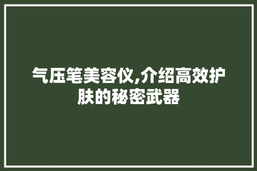 气压笔美容仪,介绍高效护肤的秘密武器 气压笔美容仪,介绍高效护肤的秘密武器 日用科普