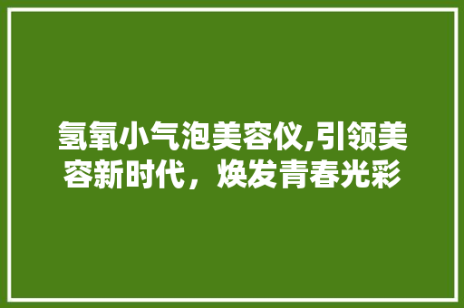 氢氧小气泡美容仪,引领美容新时代，焕发青春光彩 氢氧小气泡美容仪,引领美容新时代，焕发青春光彩 旅行地理