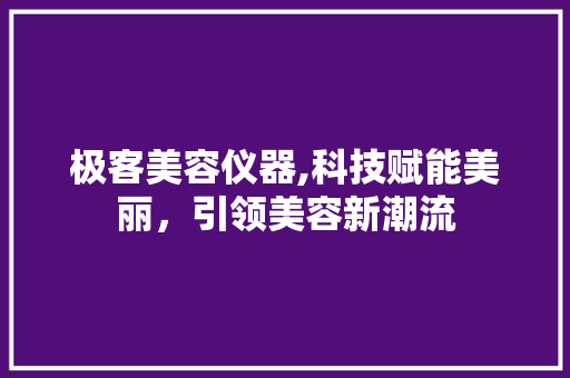 极客美容仪器,科技赋能美丽，引领美容新潮流 极客美容仪器,科技赋能美丽，引领美容新潮流 服饰装扮