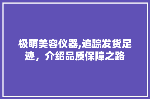 极萌美容仪器,追踪发货足迹，介绍品质保障之路 极萌美容仪器,追踪发货足迹，介绍品质保障之路 服饰装扮