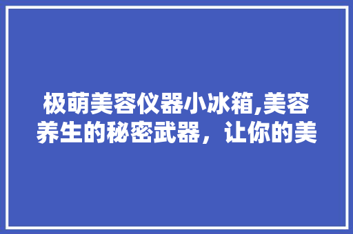 极萌美容仪器小冰箱,美容养生的秘密武器，让你的美丽触手可及 极萌美容仪器小冰箱,美容养生的秘密武器，让你的美丽触手可及 饮食拾萃