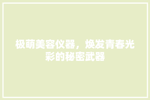 极萌美容仪器，焕发青春光彩的秘密武器 极萌美容仪器，焕发青春光彩的秘密武器 旅行地理